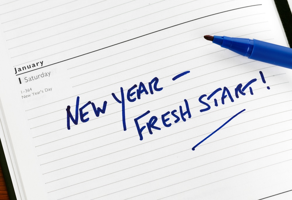 calendar with new year fresh start written